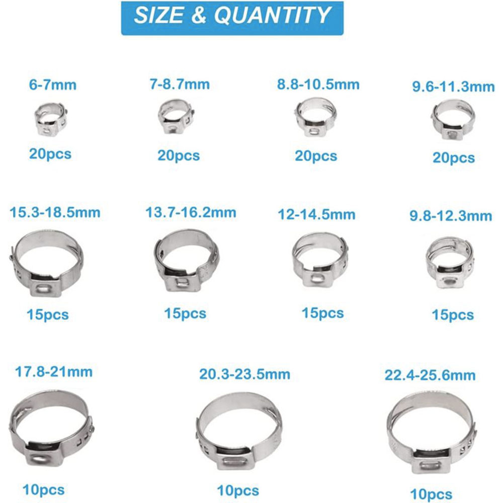 170 Pcs Single Ear Hose Clamp, - огляд і ціна Hose Clamp Assorted