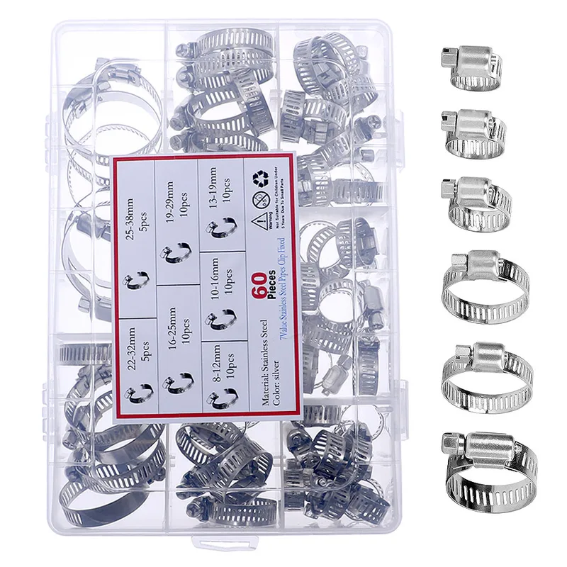 60Pcs Fuel Injection Hose Line - огляд і ціна Hose Clamp Assorted