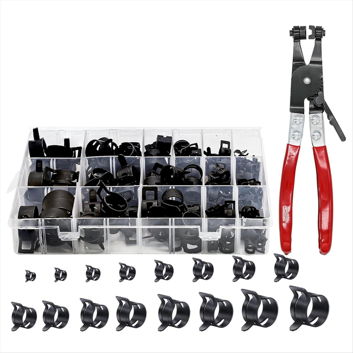 *N21R 130Pcs 6-25mm Spring Ban - огляд і ціна Hose Clamp Assorted
